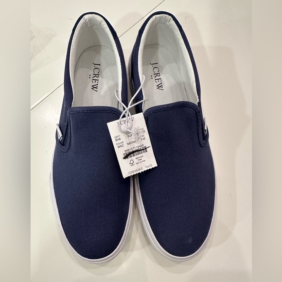 J.Crew Factory Canvas slip-on sneakers navy Sz 8 NWT - Picture 3 of 7